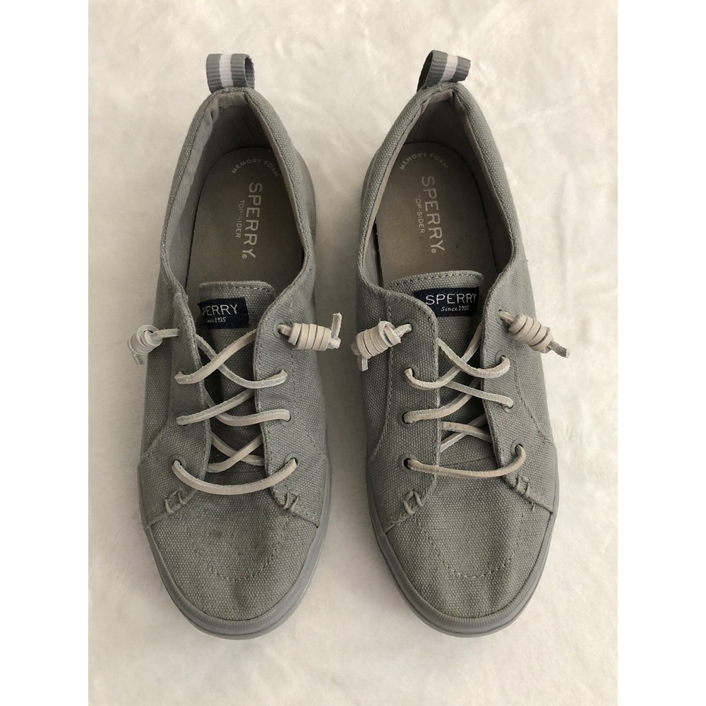 Sperry Womens Shoes 8M Top Sider Pier Wave Gray Grey ‎ Low Top Sneakers Canvas